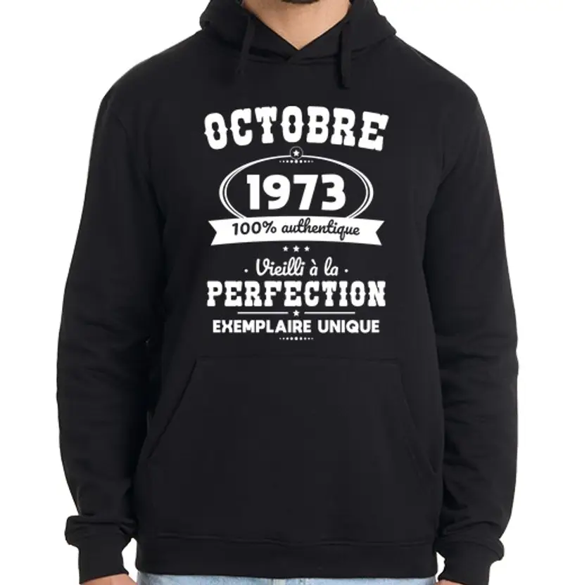 Felpa uomo con cappuccio Ottobre 1973 - autentico - 50 anni
