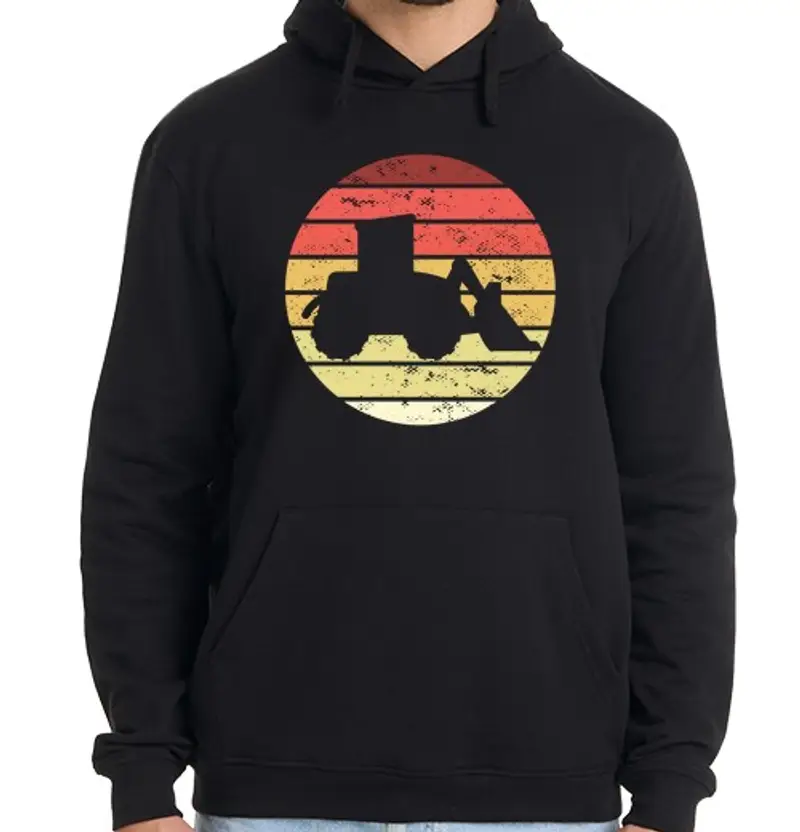 Felpa uomo con cappuccio pala gommata cool vintage