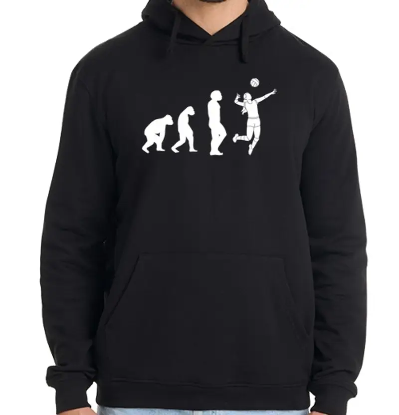 Felpa uomo con cappuccio pallavolo evoluzione umano