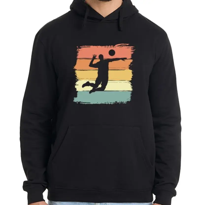 Felpa uomo con cappuccio pallavolo retrò vintage per pallavolo