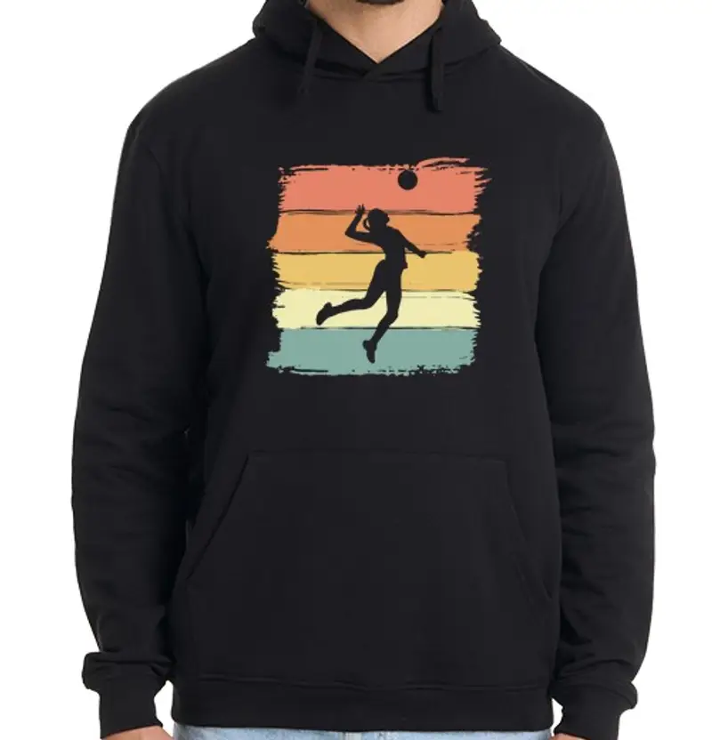 Felpa uomo con cappuccio pallavolo retrò vintage per pallavolo