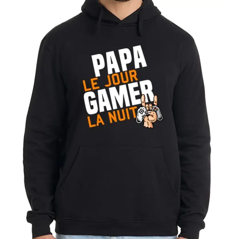 Felpa uomo con cappuccio papà di giorno giocatore di notte umori