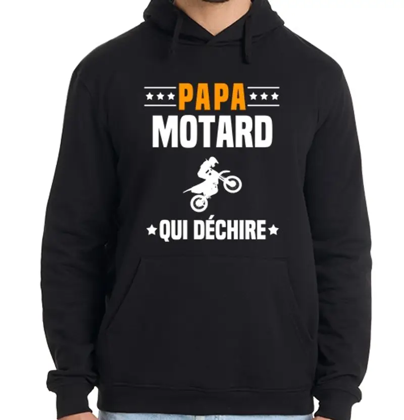 Felpa uomo con cappuccio papà motociclista che fa a pezzi moto m