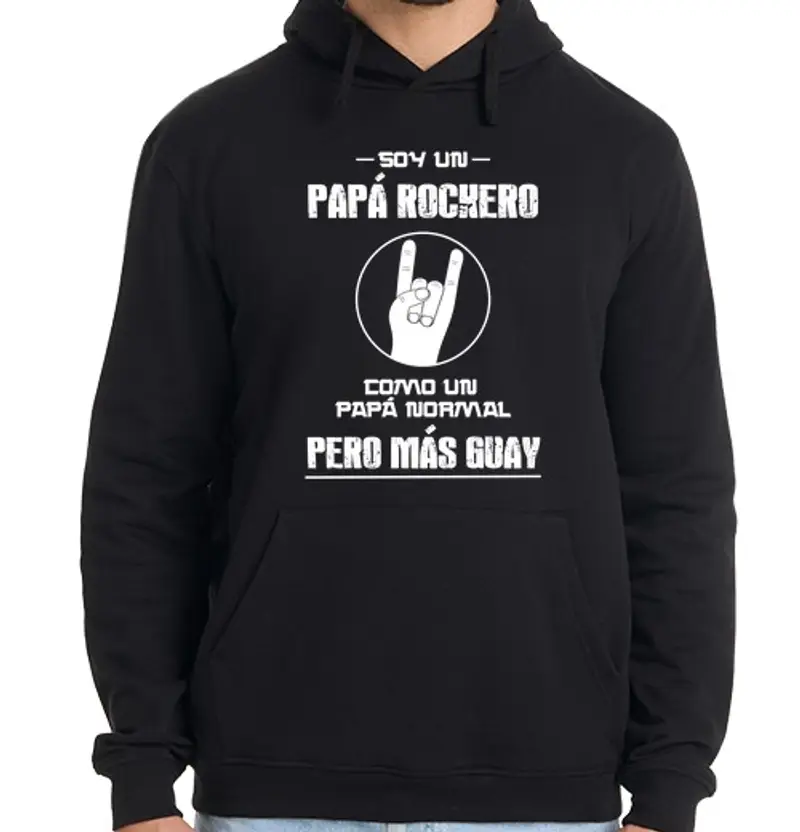 Felpa uomo con cappuccio papà rockero