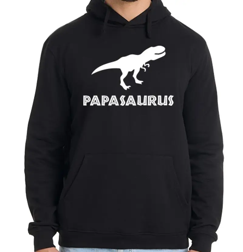 Felpa uomo con cappuccio papàsaurus (sfondo scuro)
