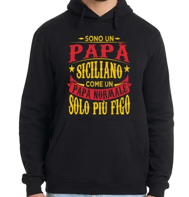 Felpa uomo con cappuccio papa siciliano regalo