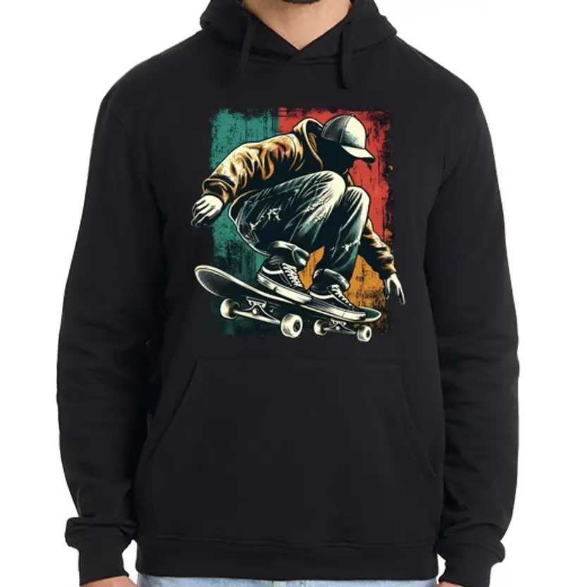 Felpa uomo con cappuccio pattinatore