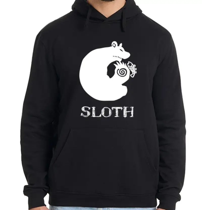 Felpa uomo con cappuccio peccato capitale della pigrizia (bianco), nanatsu no taizai