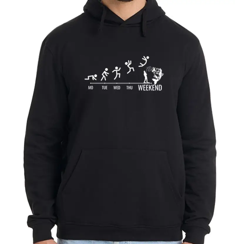 Felpa uomo con cappuccio pesca fine settimana pescatore canna da