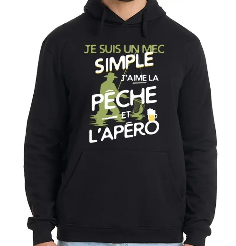 Felpa uomo con cappuccio pesca - un ragazzo semplice