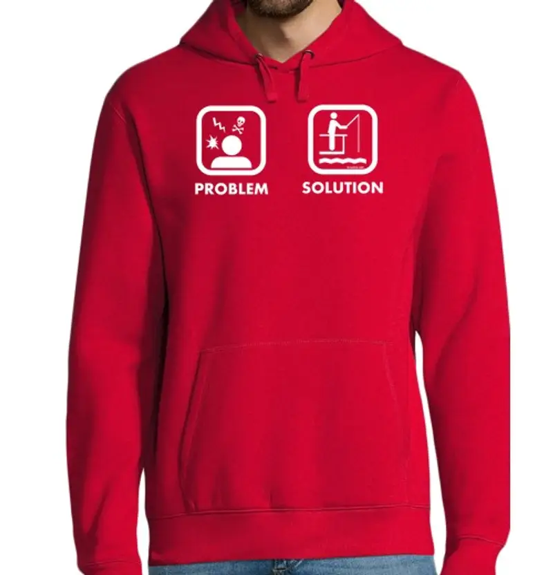 Felpa uomo con cappuccio pesce soluzione problema