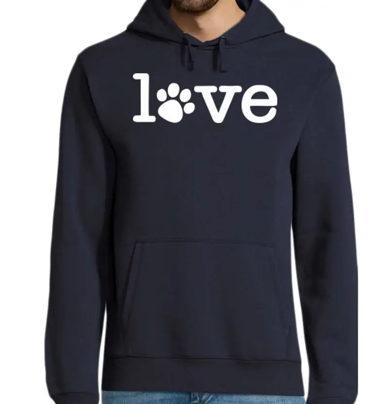 Felpa uomo con cappuccio pet amore (bianco)