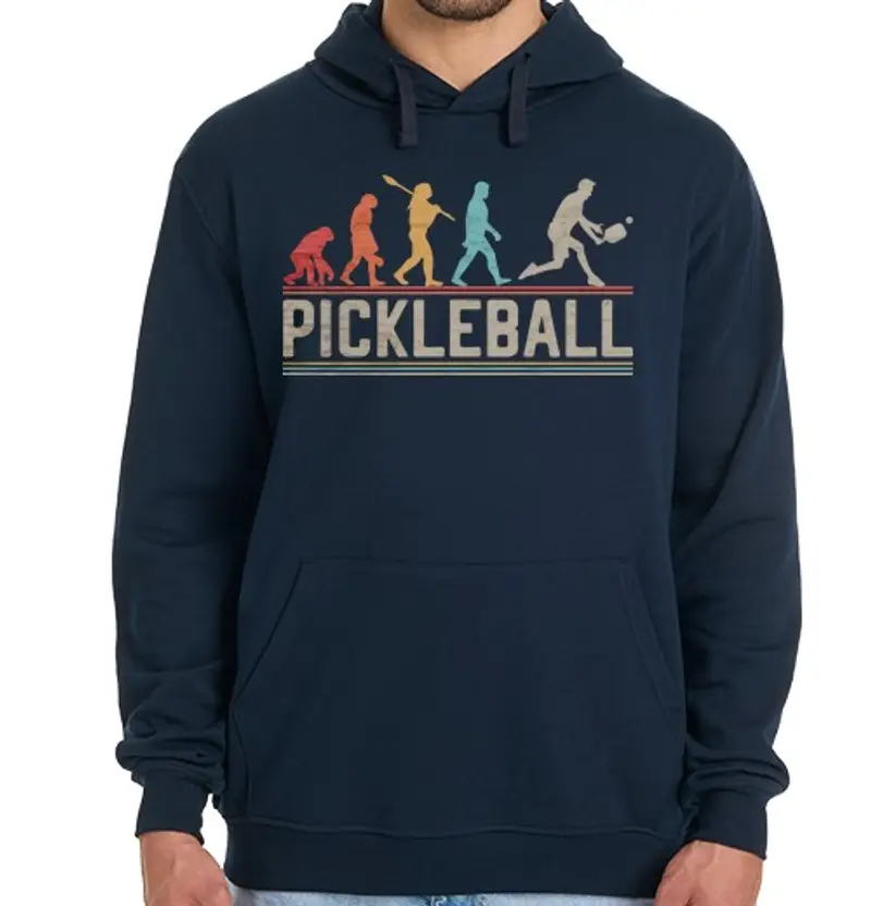 Felpa uomo con cappuccio Pickleball Evolution Funny Pickleballer