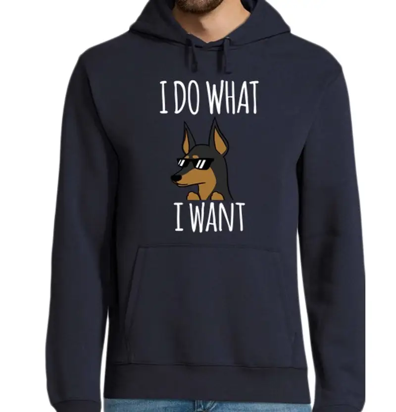 Felpa uomo con cappuccio pin scher miniatura che faccio w hat vo