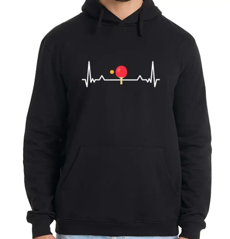 Felpa uomo con cappuccio ping pong battito cardiaco ping pong od