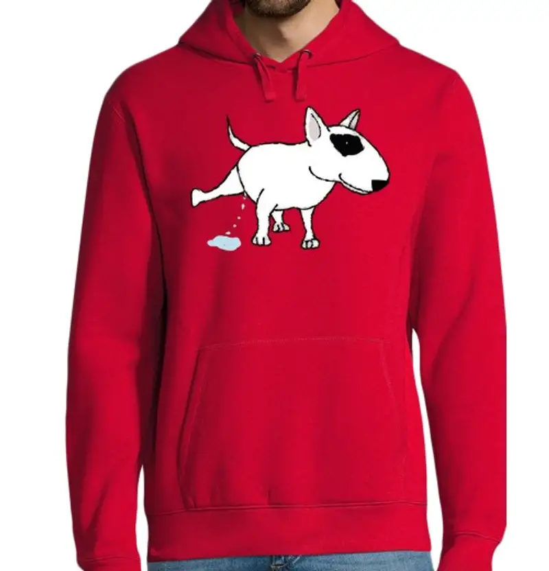 Felpa uomo con cappuccio pipi di bull terrier