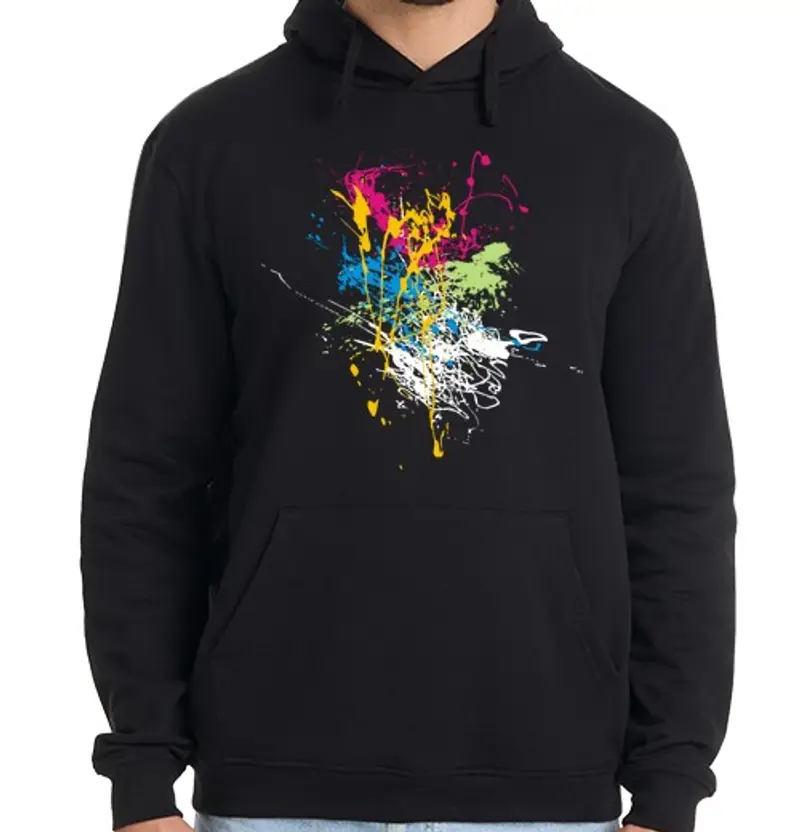 Felpa uomo con cappuccio pittura spruzzata n1