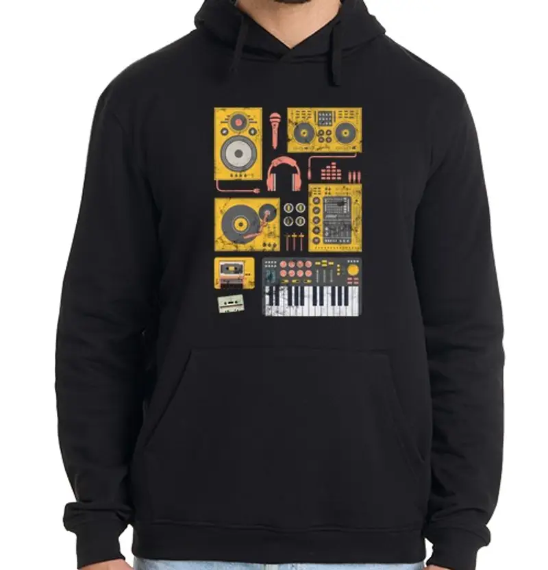 Felpa uomo con cappuccio produttore di musica elettronica