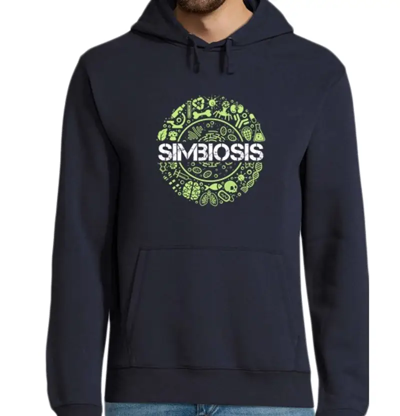 Felpa uomo con cappuccio progetto di simbiosi verde