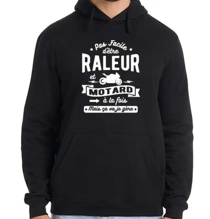 Felpa uomo con cappuccio raleur e motociclista