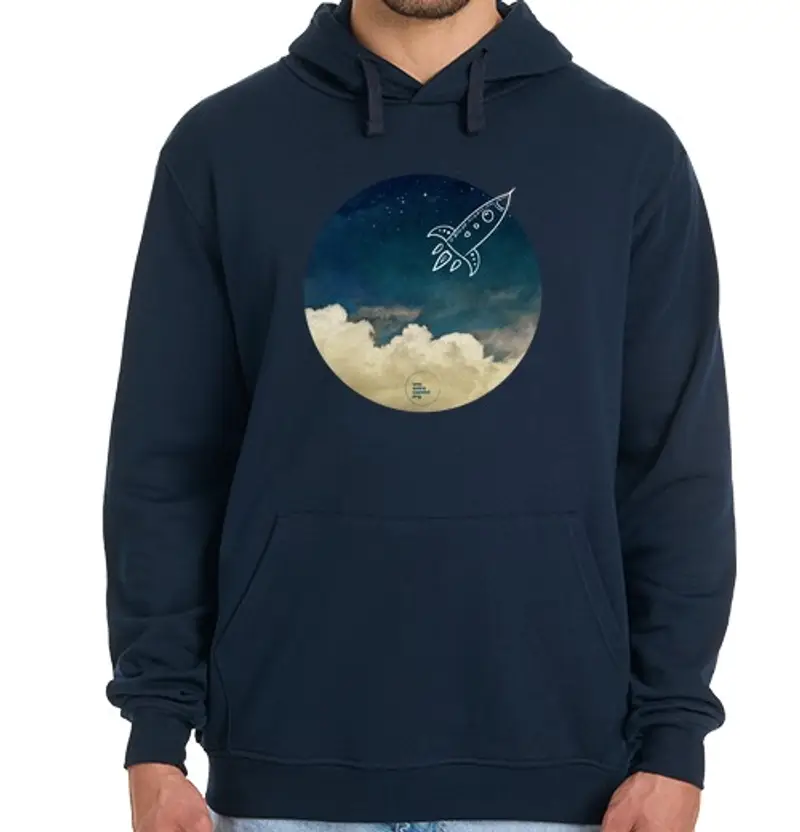 Felpa uomo con cappuccio razzo unoentrecienmil