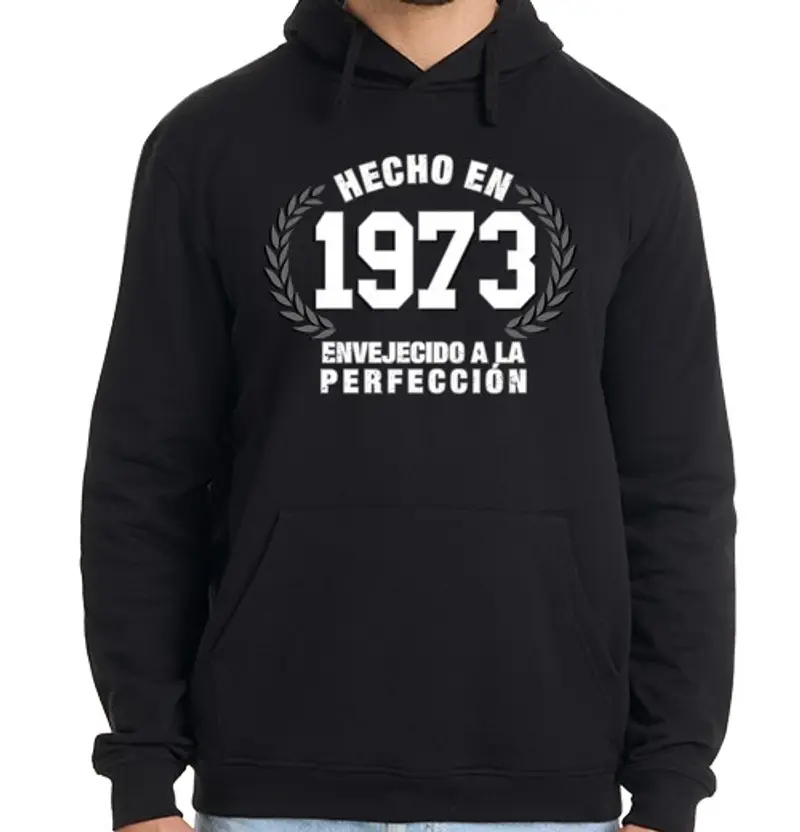 Felpa uomo con cappuccio realizzato nel 1973 in età alla perfezione
