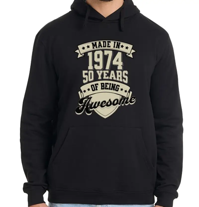 Felpa uomo con cappuccio realizzato nel 1974 50 anni compleanno