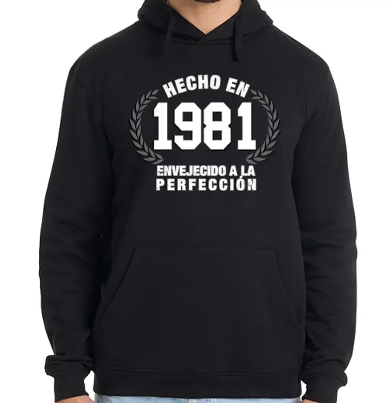 Felpa uomo con cappuccio realizzato nel 1981 in età alla perfezione