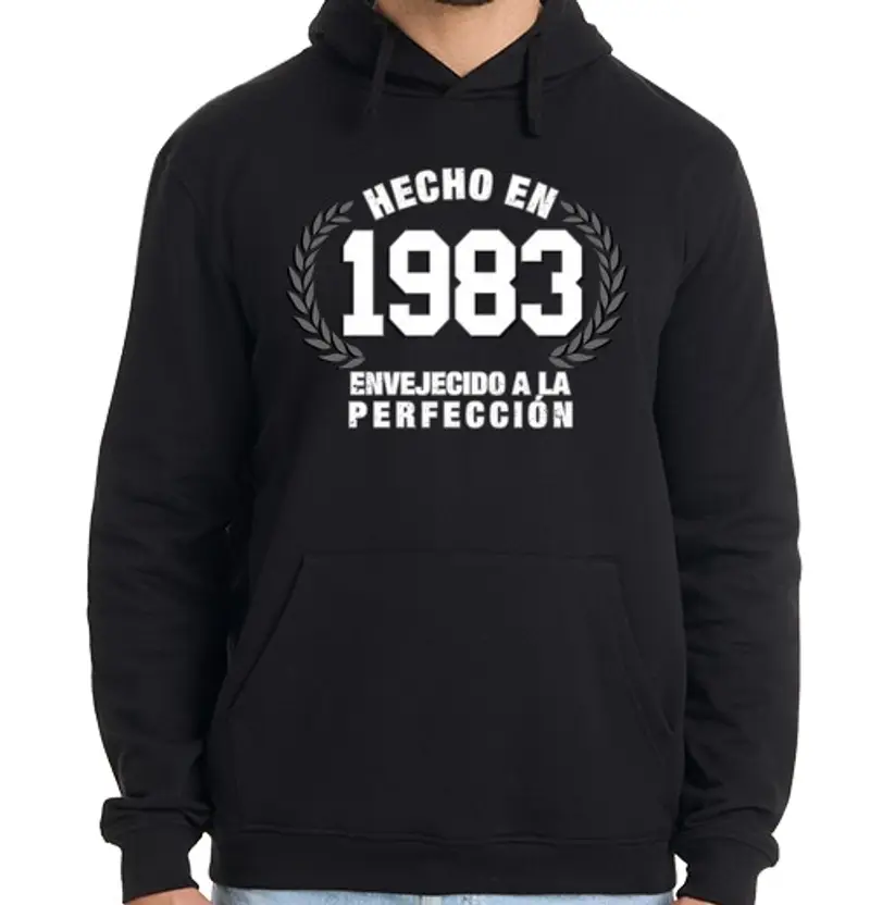 Felpa uomo con cappuccio realizzato nel 1983 in età alla perfezione
