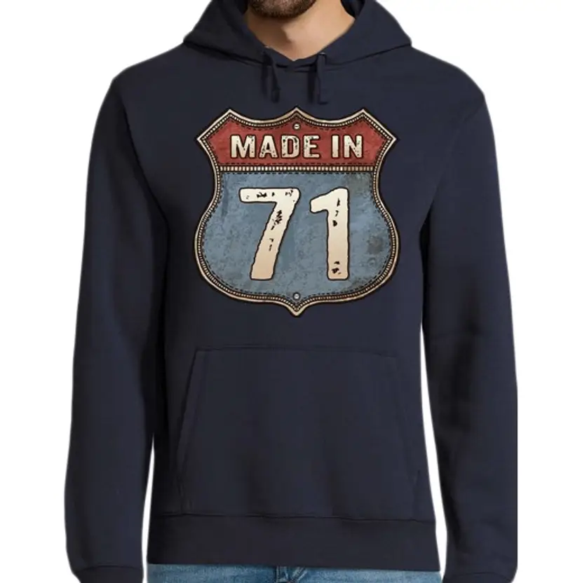 Felpa uomo con cappuccio realizzato nel 71