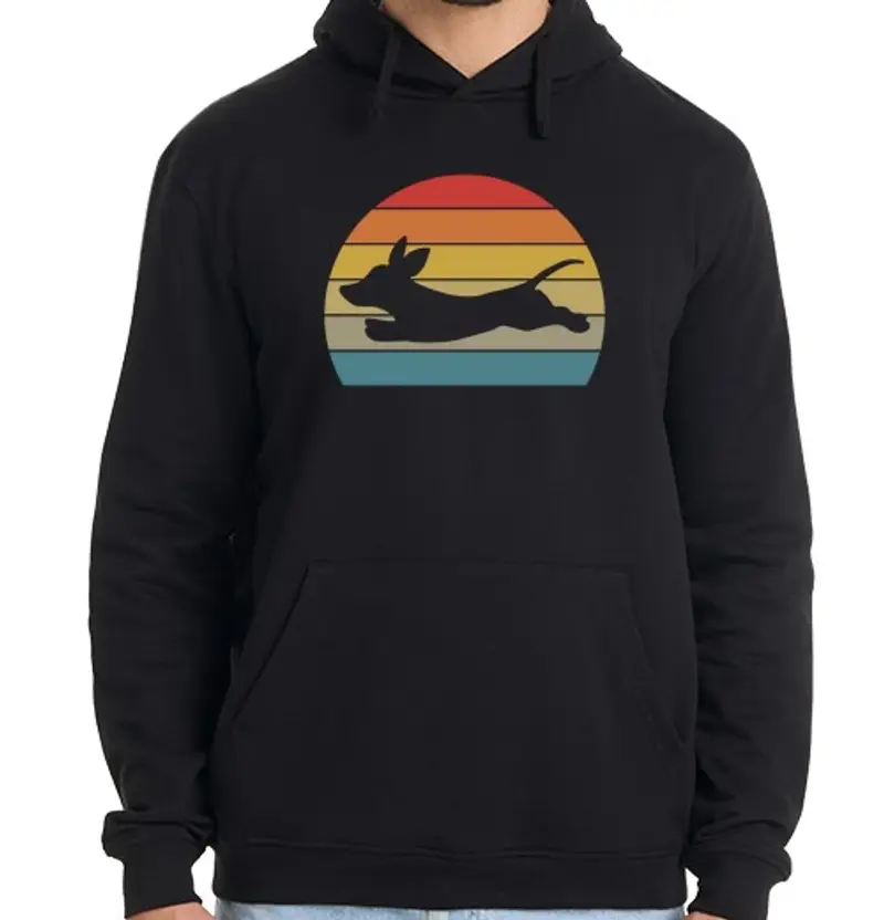 Felpa uomo con cappuccio regalo di cane amore cane bassotto retr