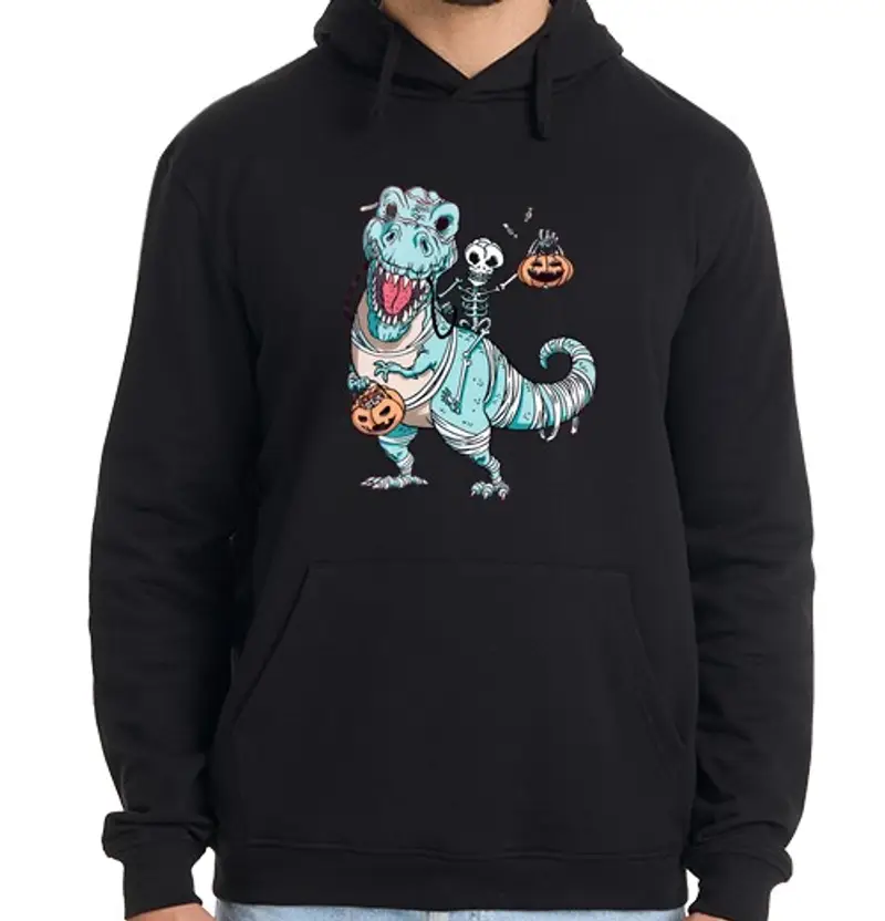 Felpa uomo con cappuccio regalo di halloween con teschio di dino