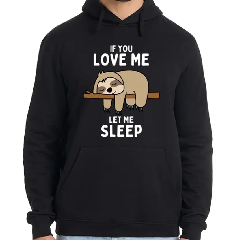 Felpa uomo con cappuccio regalo divertente bradipo addormentato