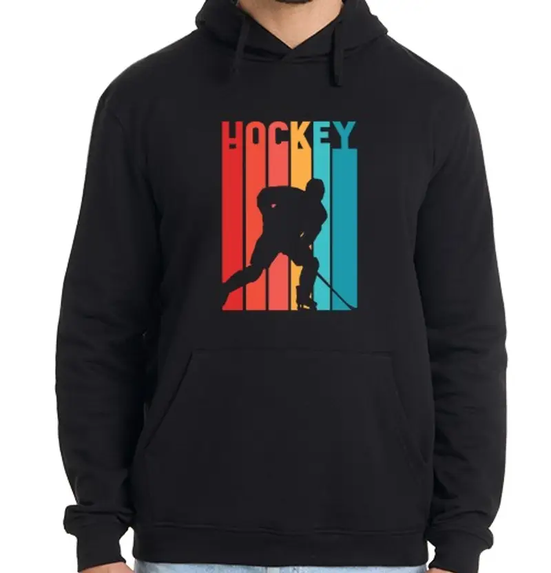 Felpa uomo con cappuccio retrò di hockey