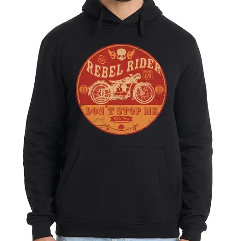 Felpa uomo con cappuccio ribelle rider mi non fermarsi