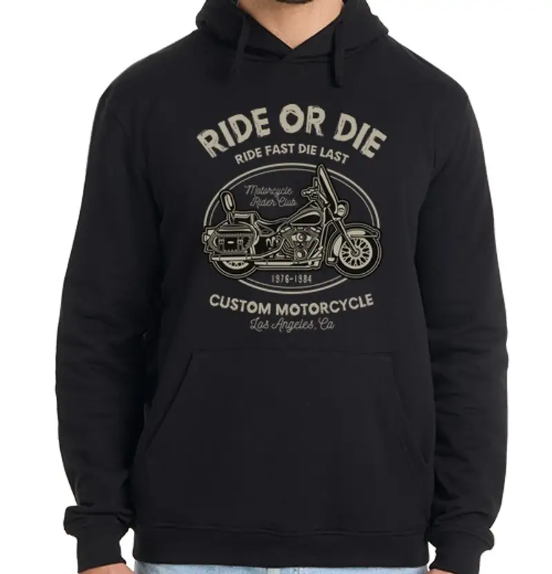 Felpa uomo con cappuccio ride o die