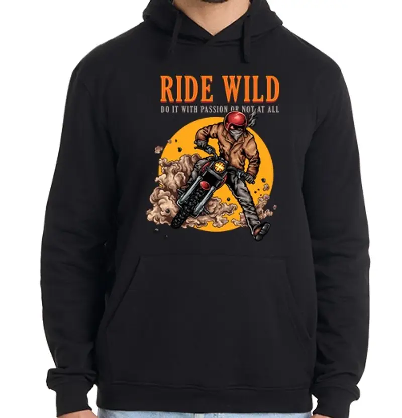 Felpa uomo con cappuccio ride wild