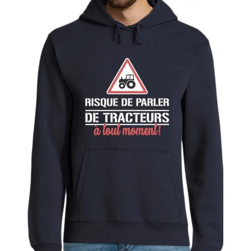 Felpa uomo con cappuccio rischio di parlare di trattori