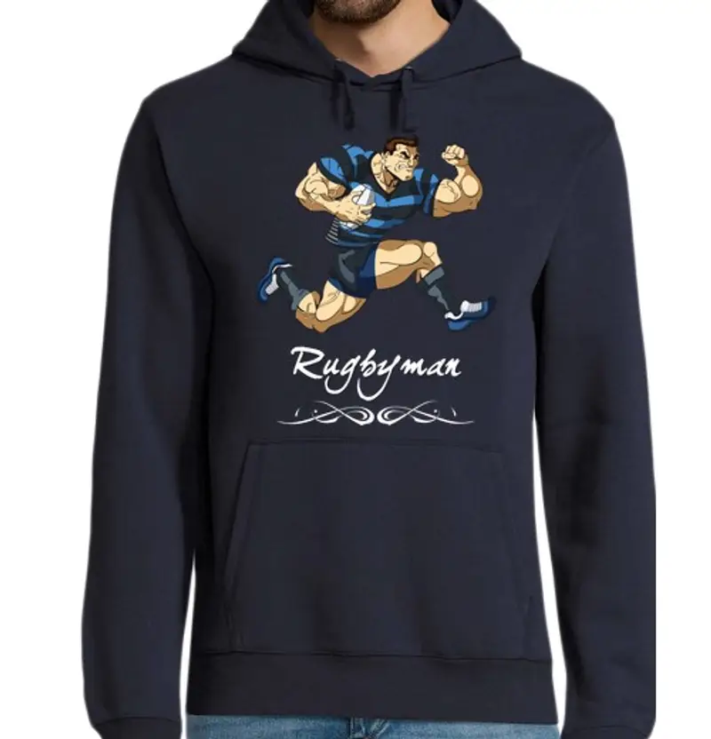 Felpa uomo con cappuccio rugby