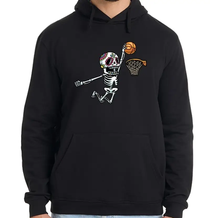 Felpa uomo con cappuccio scheletro di teschio di zucchero che gi
