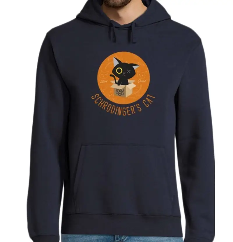 Felpa uomo con cappuccio schrodinger gatto - gatto schrodinger - big bang theory