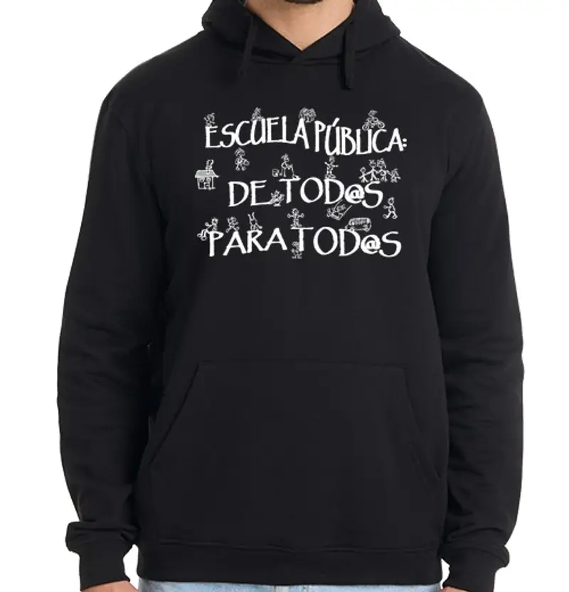Felpa uomo con cappuccio scuola pubblica di tutti per tutti