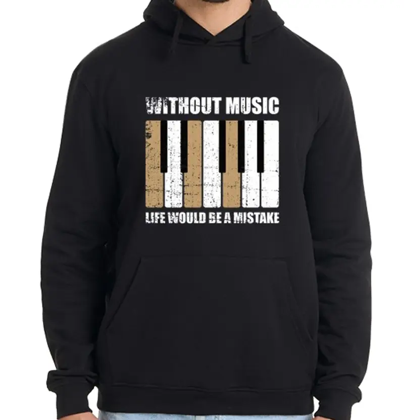 Felpa uomo con cappuccio senza musica la vita sarebbe un errore