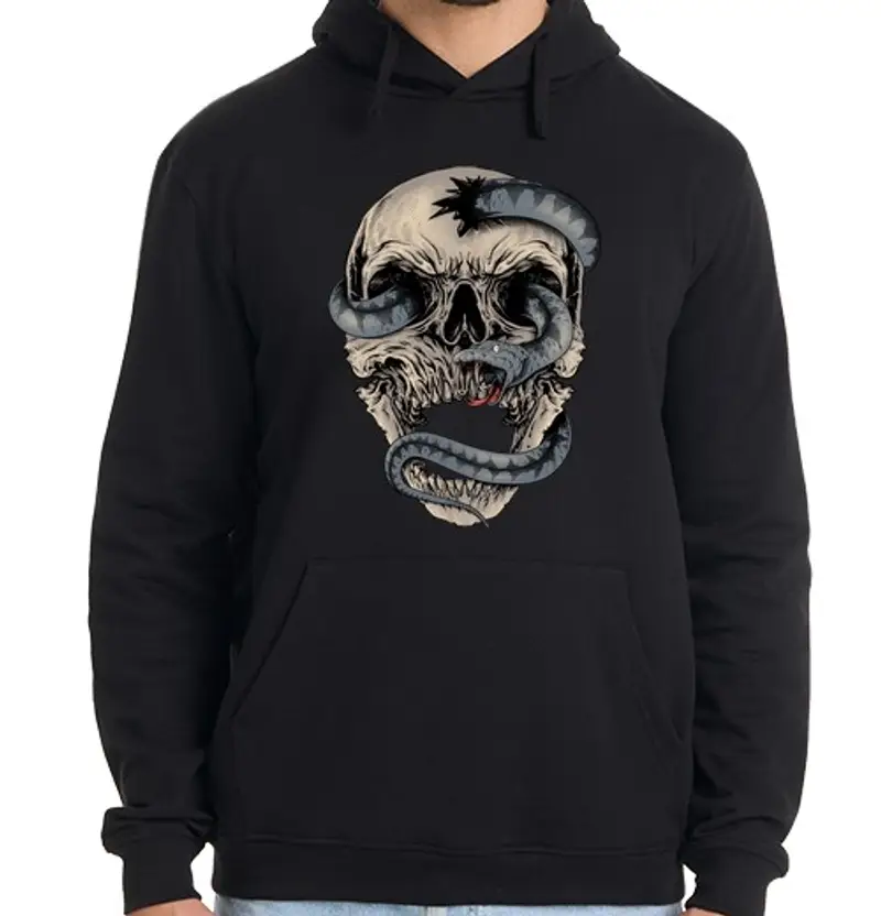 Felpa uomo con cappuccio serpente teschio