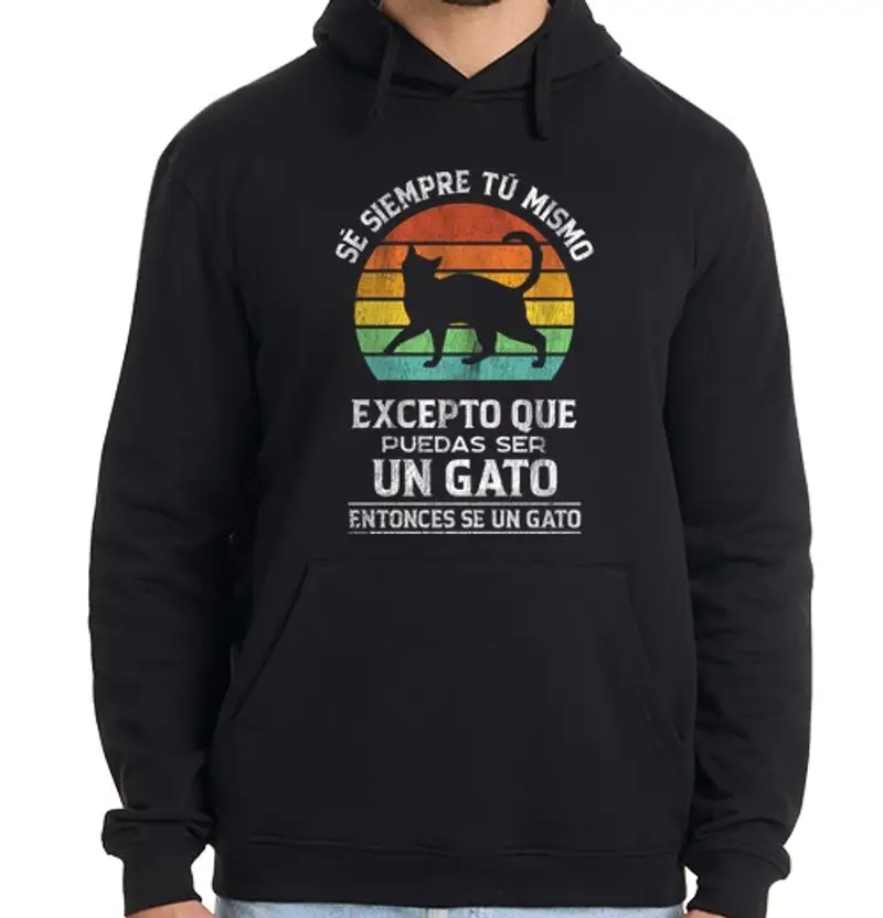 Felpa uomo con cappuccio sii sempre te stesso gatto