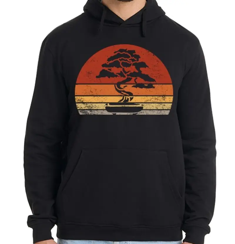Felpa uomo con cappuccio silhouette retrò vintage bonsai