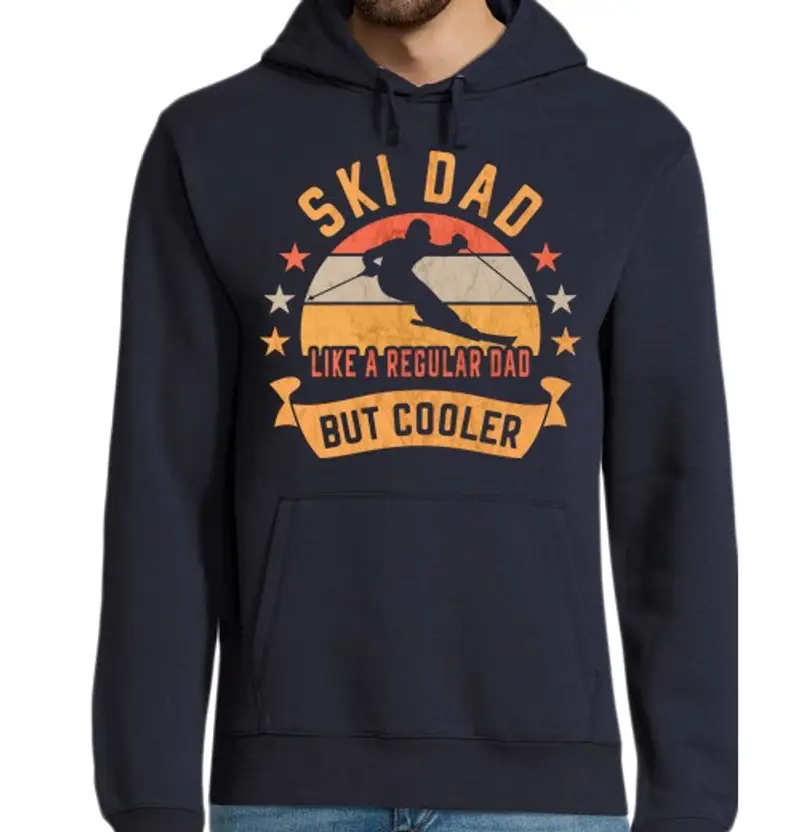 Felpa uomo con cappuccio Ski Dad Cooler Slalom Skier Skiing