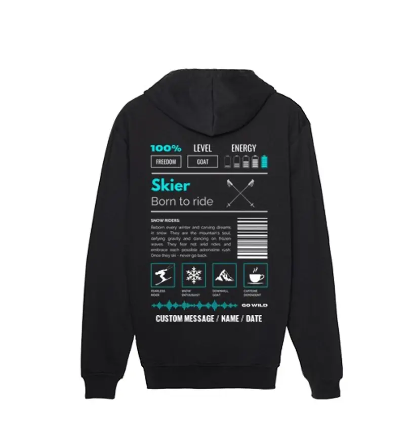 Felpa uomo con cappuccio SKIER 2 - TESTO PERSONALIZZATO