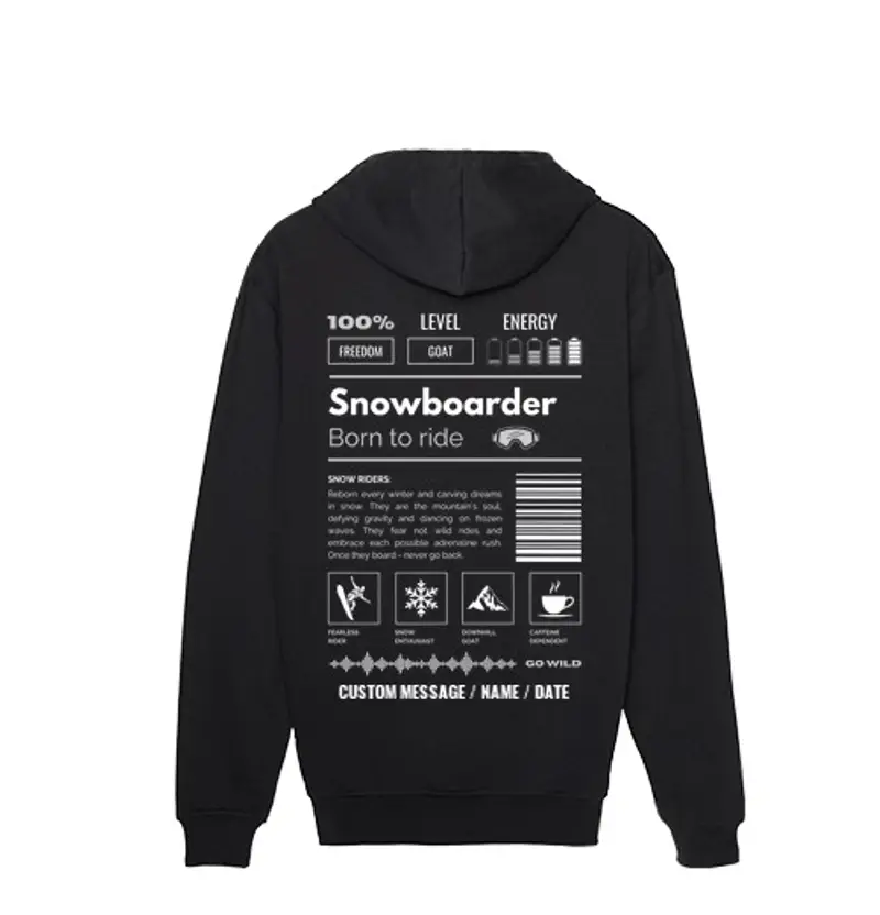 Felpa uomo con cappuccio SNOWBOARDER 1 - TESTO PERSONALIZZATO