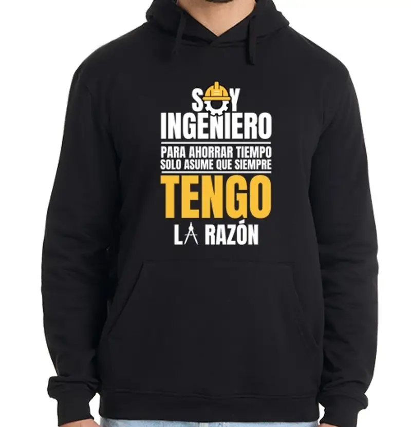 Felpa uomo con cappuccio soia ingeniero asume that siempre tengo